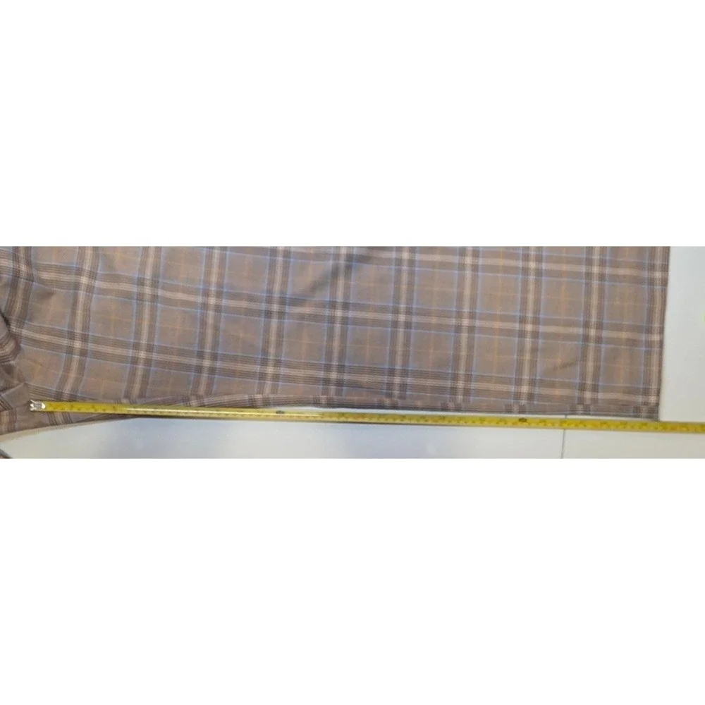 Anthropologie Maeve Womens XL Brown Plaid Pleated Wide Leg Trousers
